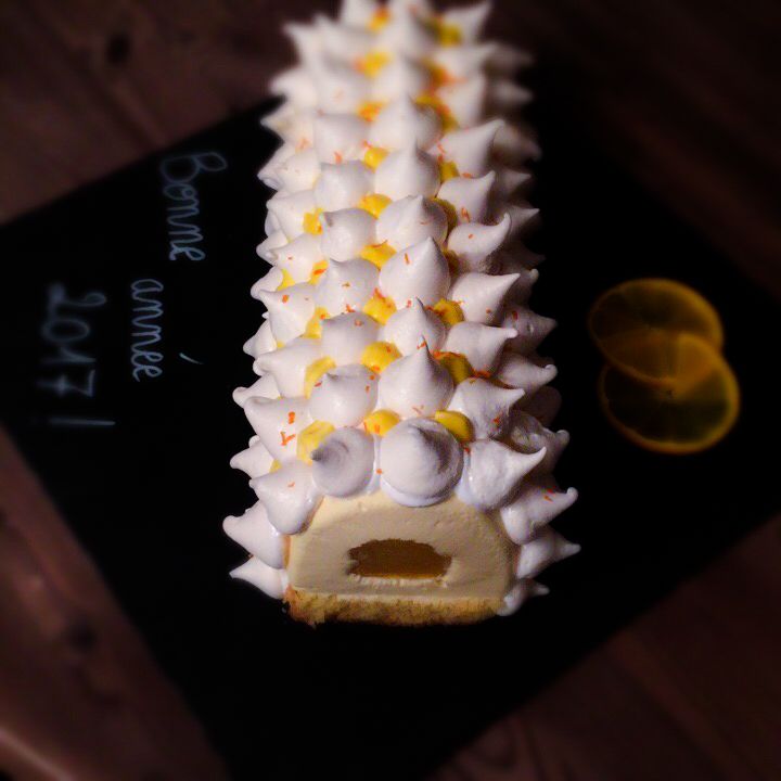 Bûche citron meringuée avec insert orange Thermomix